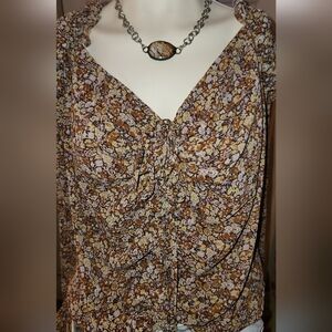 Sew In Love Floral Long Sleeve Blouse - Brown and Cream